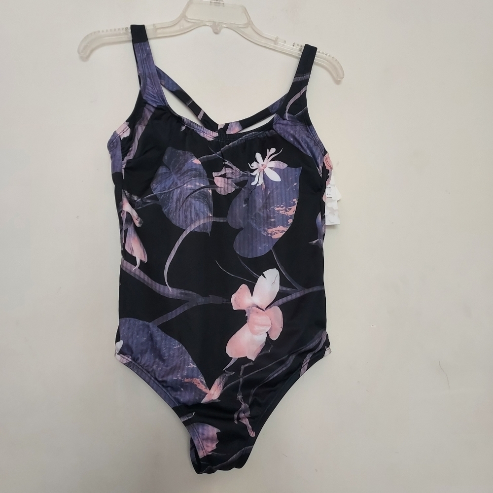 AQUA TECH Floral One-Piece Swimsuit Sz-M NWT